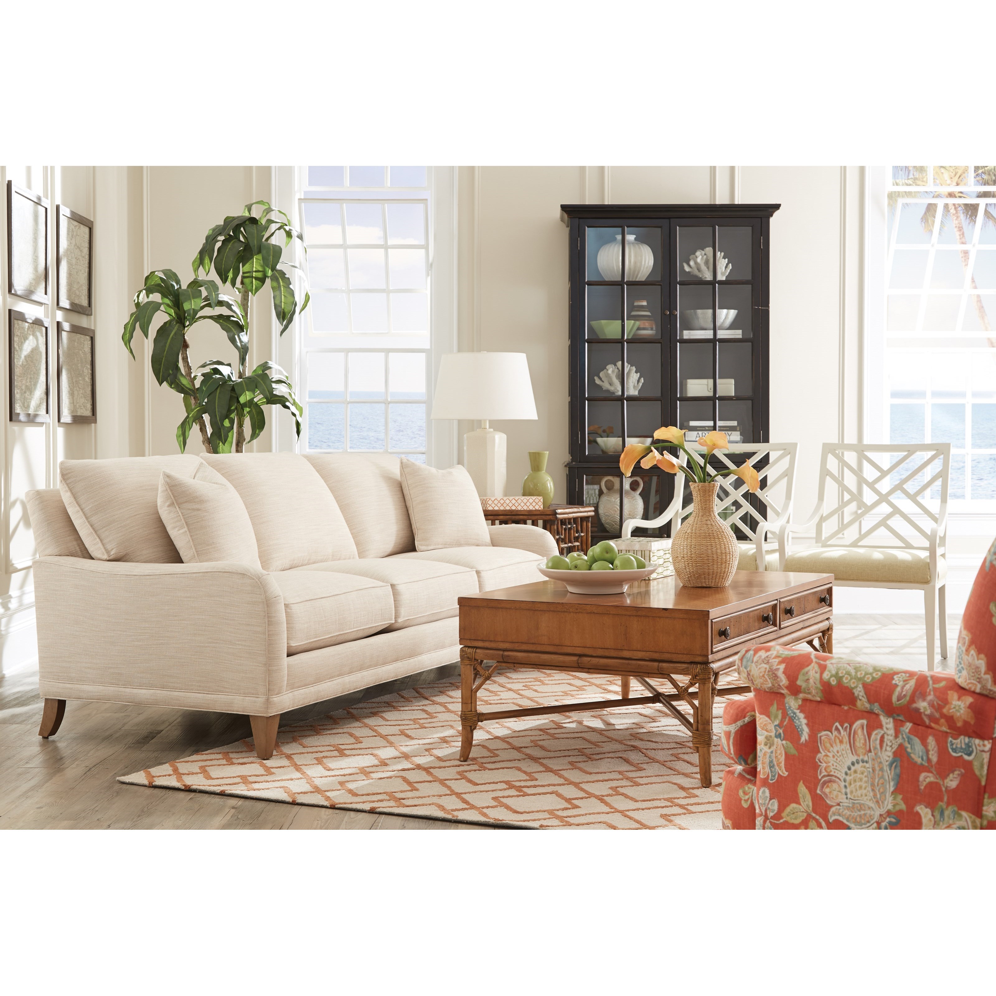 Rowe My Style II Customizable Sofa with English Arms, Shaped Legs and